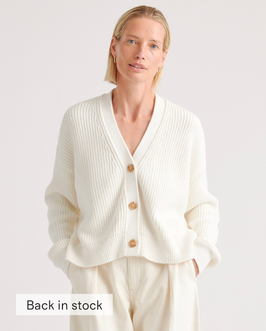 100% Organic Cotton Fisherman Boxy Cropped Cardigan