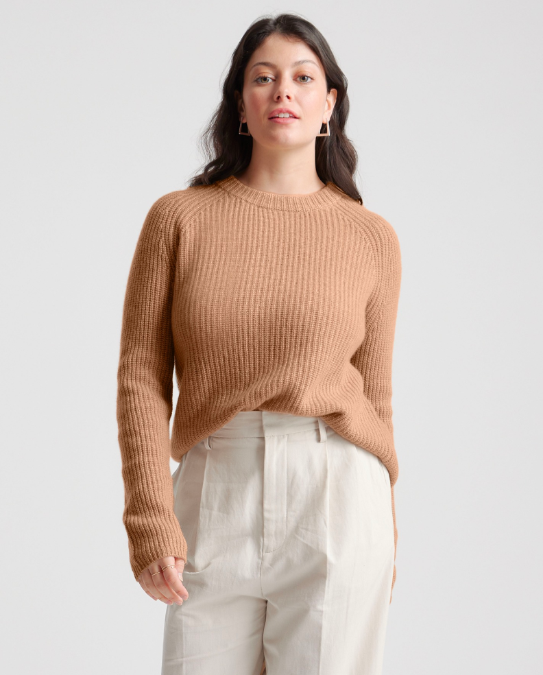 Mongolian Cashmere Fisherman Crewneck Sweater