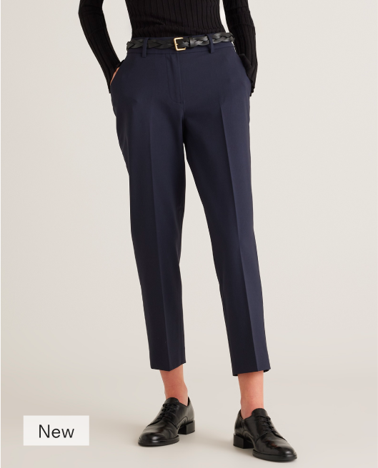Italian Wool Slim Leg Ankle Pant