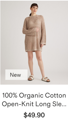 100% Organic Cotton Open-Knit Long Sleeve Cover-Up...