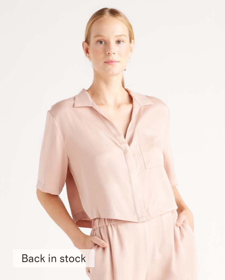 100% Washable Silk Pajama Button Up Top