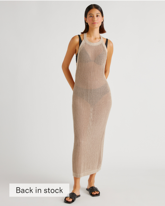 100% Organic Cotton Open-Knit Cover-Up Maxi Dress