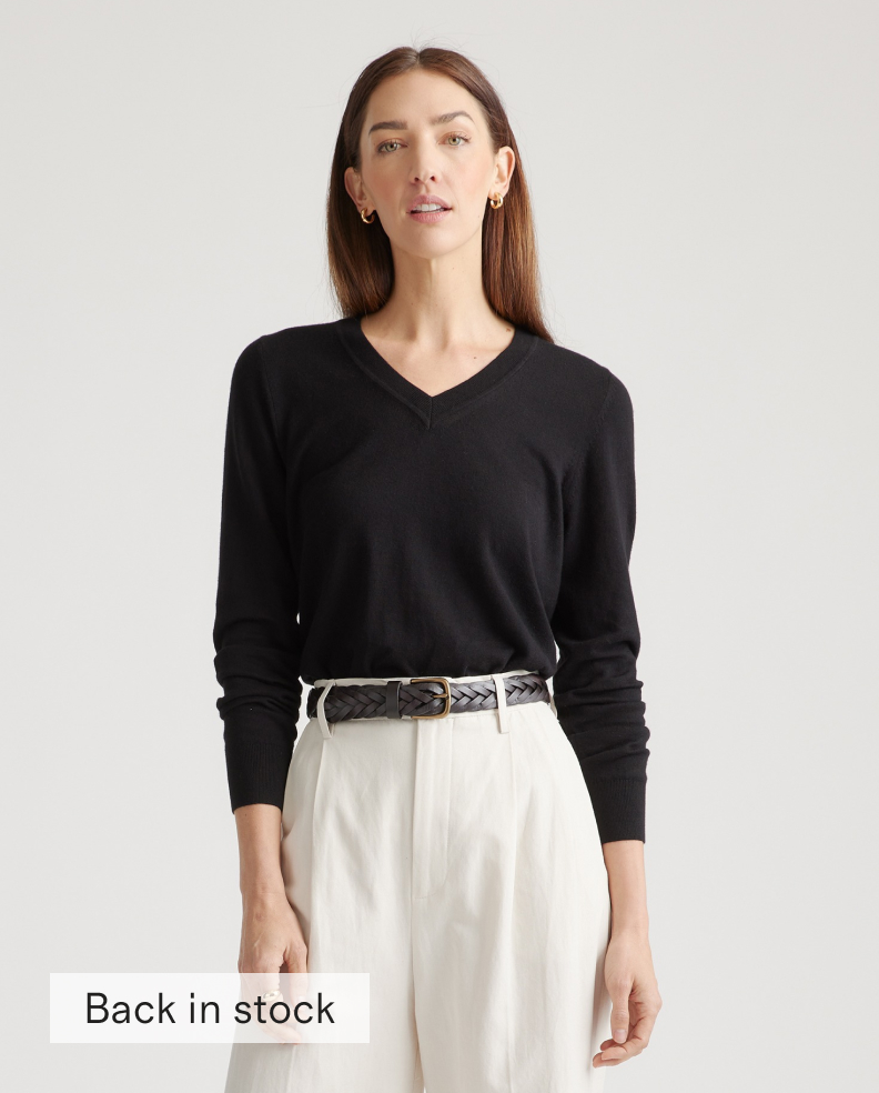 Lightweight Cotton Cashmere V-Neck Sweater