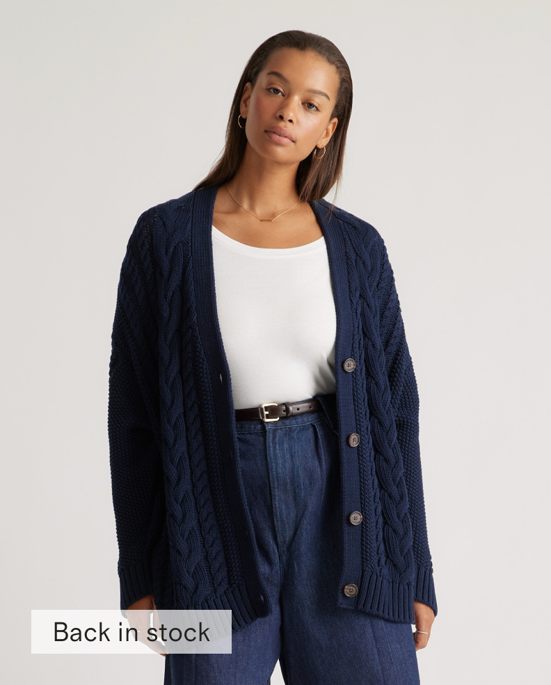 100% Organic Cotton Oversized Cable Cardigan