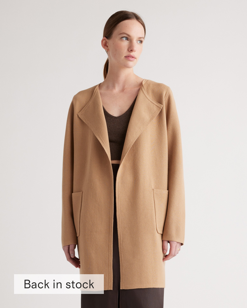 100% Organic Cotton Knit Collarless Coat