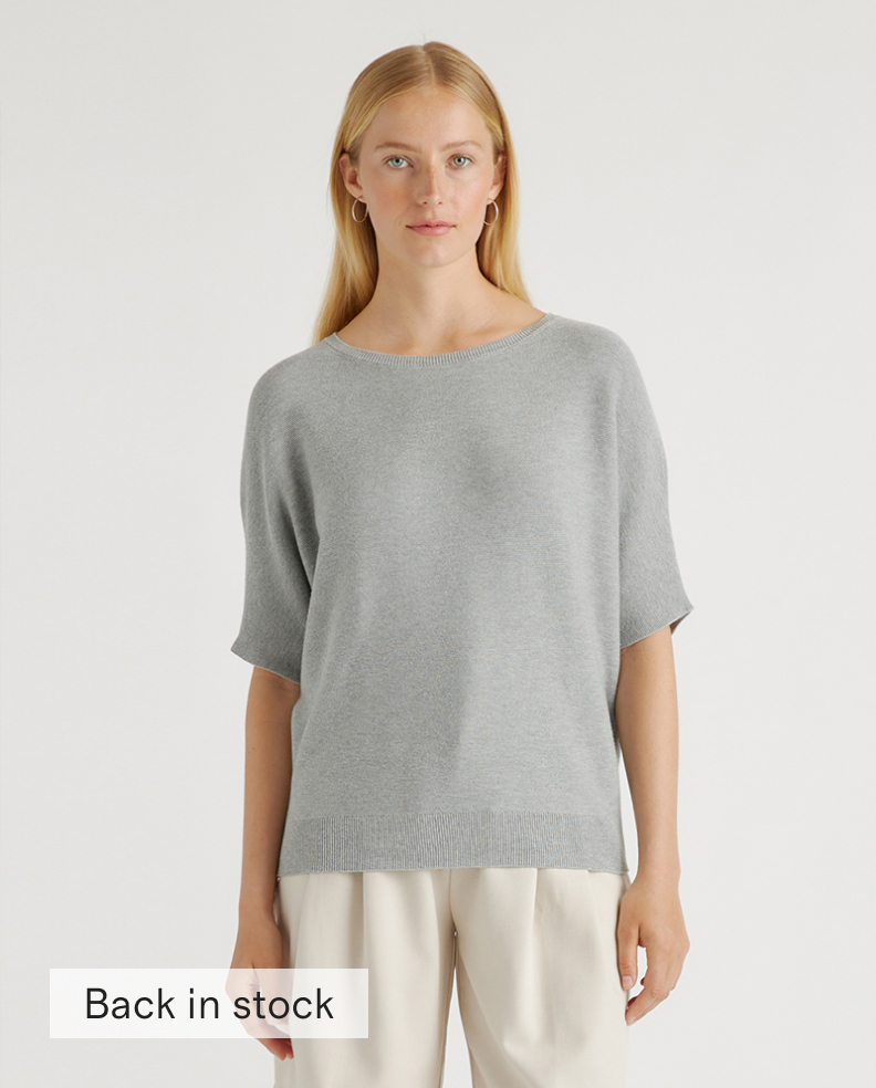 Lightweight Cotton Cashmere Link-Stitch Dolman Sweater