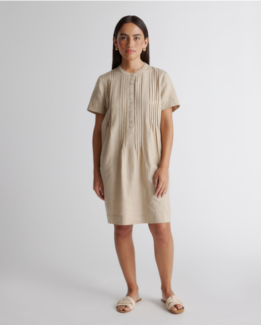 100% European Linen Short Sleeve Swing Dress