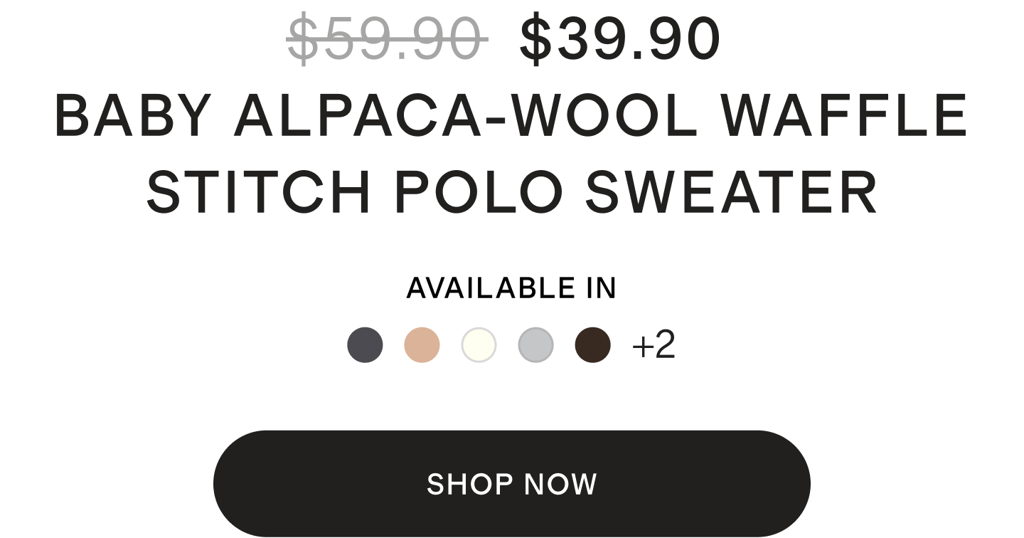 BABY ALPACA-WOOL WAFFLE STITCH POLO SWEATER