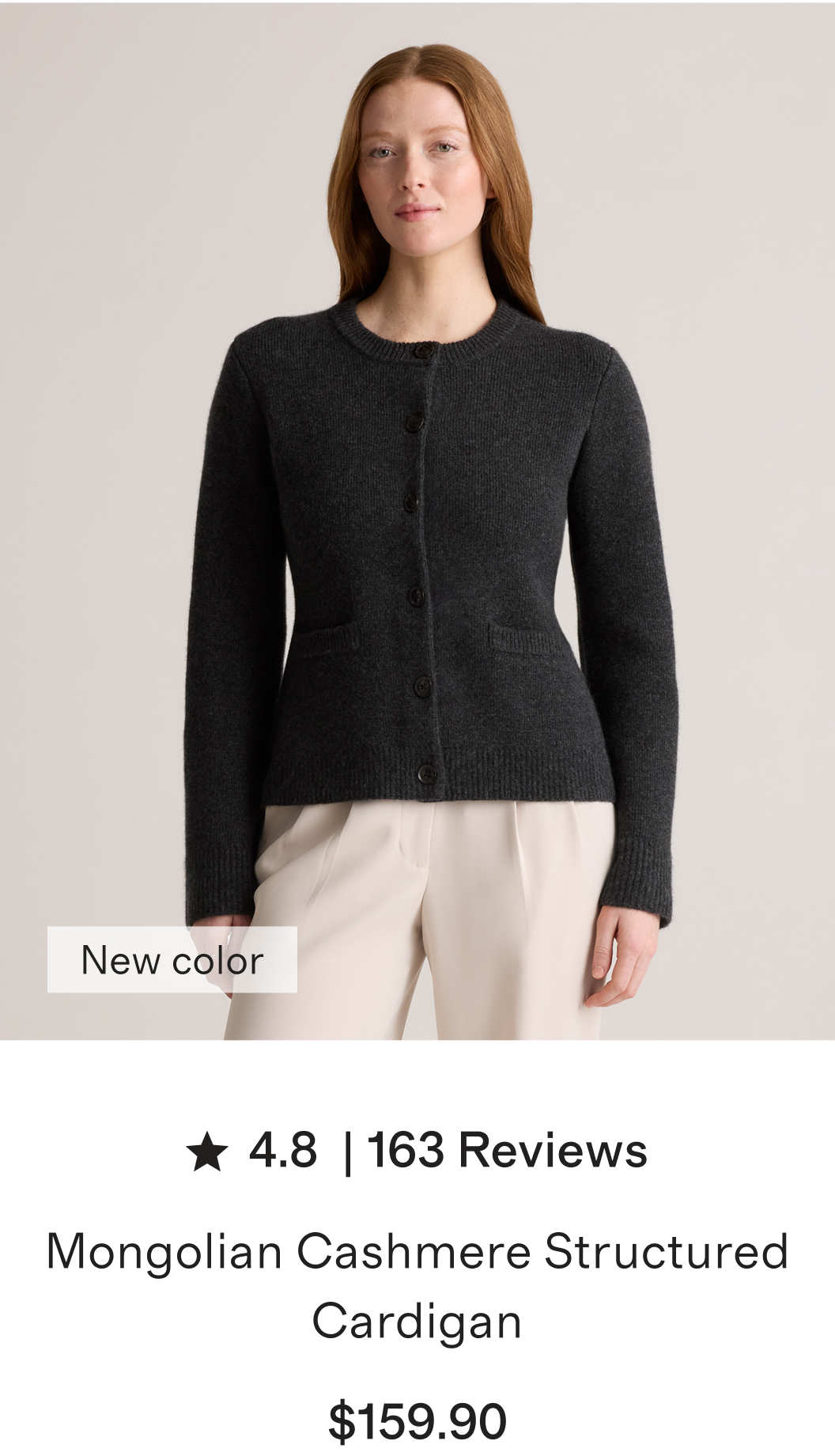 Mongolian Cashmere Structured Cardigan
