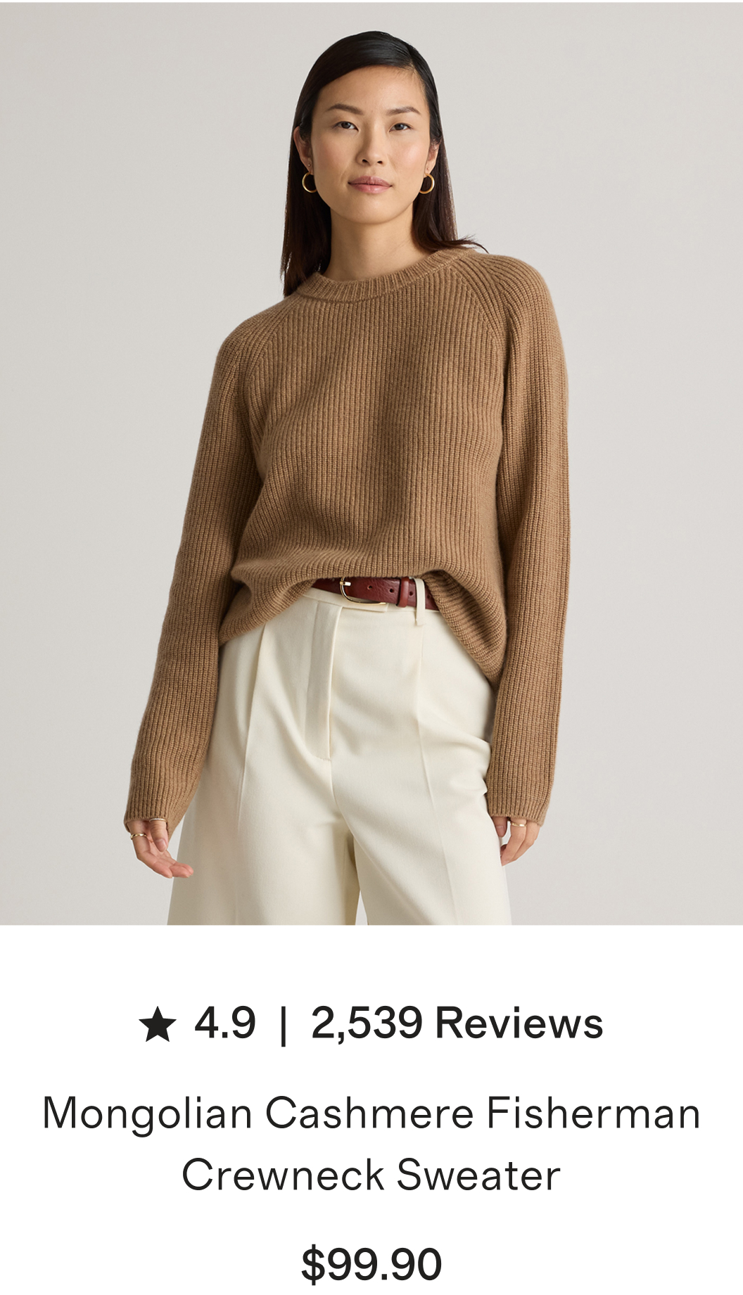Mongolian Cashmere Fisherman Crewneck Sweater