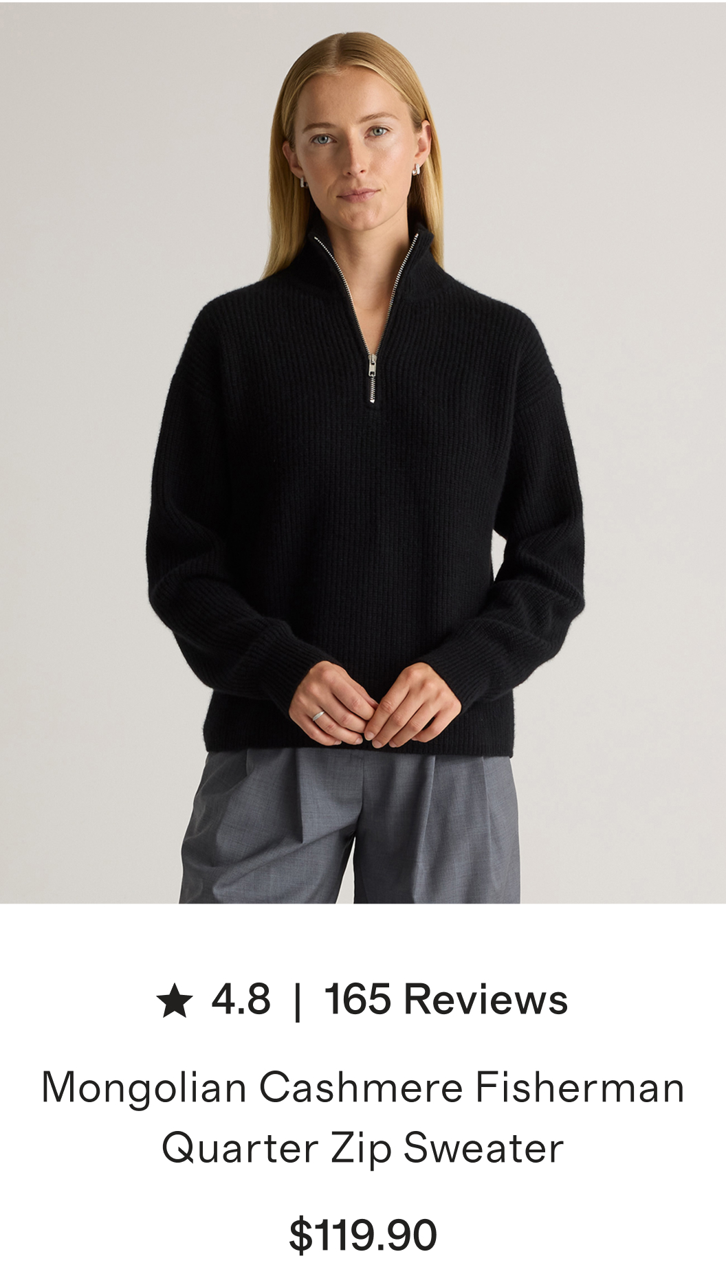 Mongolian Cashmere Fisherman Quarter Zip Sweater