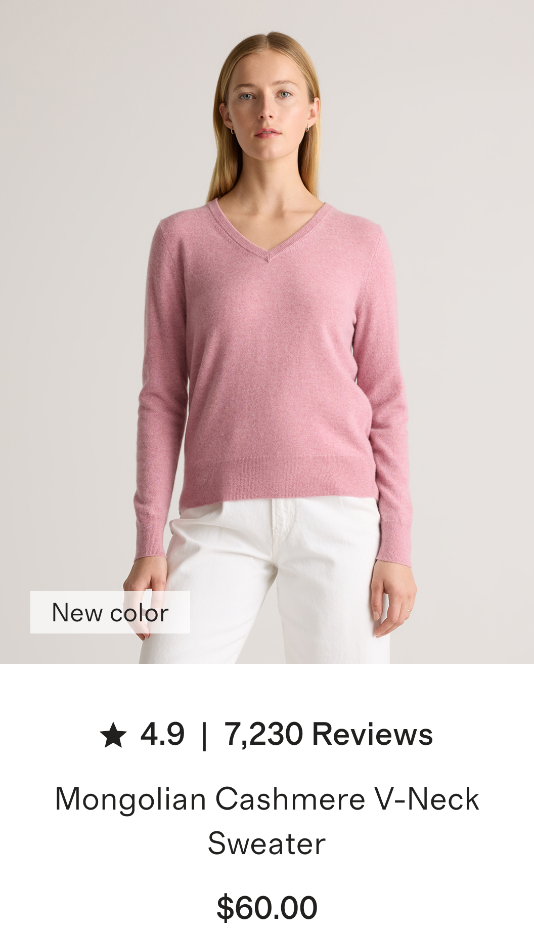 Mongolian Cashmere V-Neck Sweater