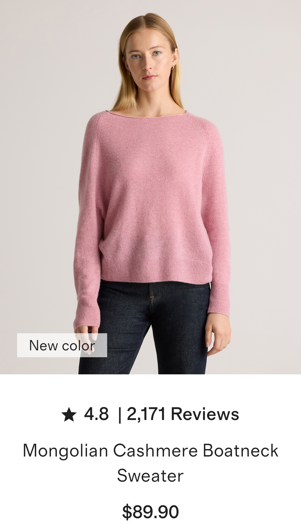 Mongolian Cashmere Boatneck Sweater