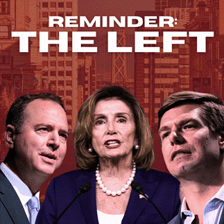 Graphic of Adam Schiff, Nancy Pelosi, Eric Swalwell.