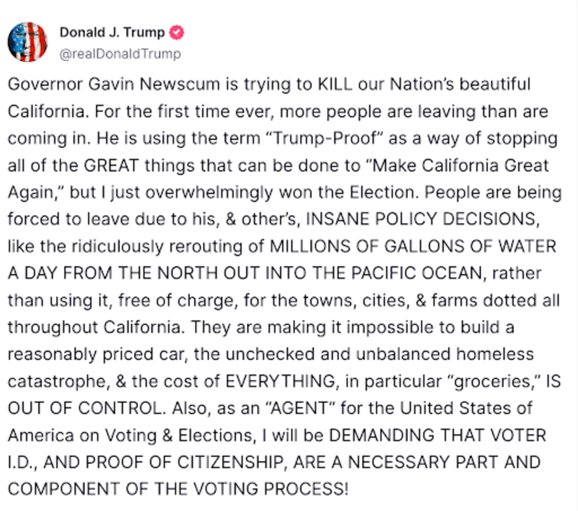 Screenshot of Trump X