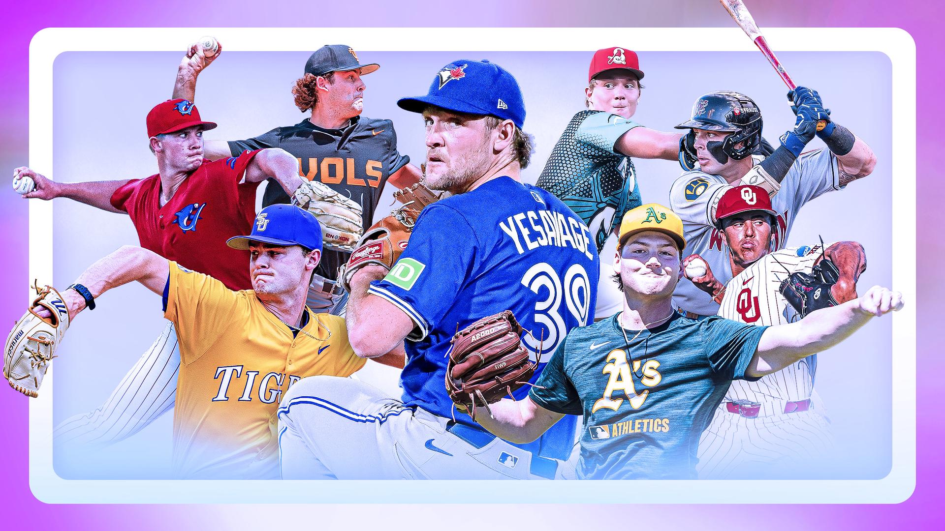 Photos of several prospects around Trey Yesavage