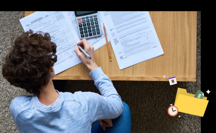 Man working on tax forms