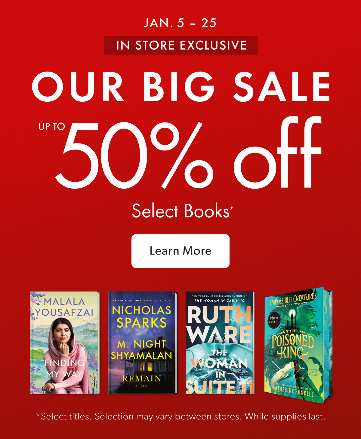 OUR BIG SALE| UP TO 50% off Select Books