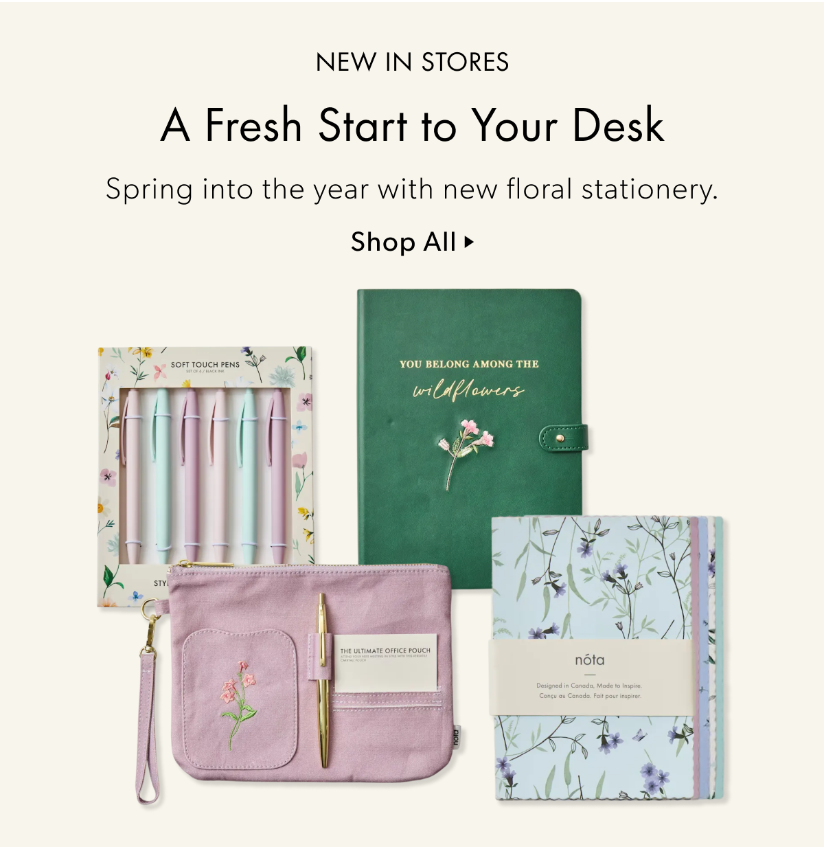 A Fresh Start to Your Desk | Spring into the year with new floral stationery.