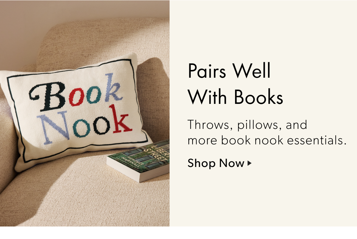 Pairs Well With Books | Throws, pillows, and more book nook essentials.