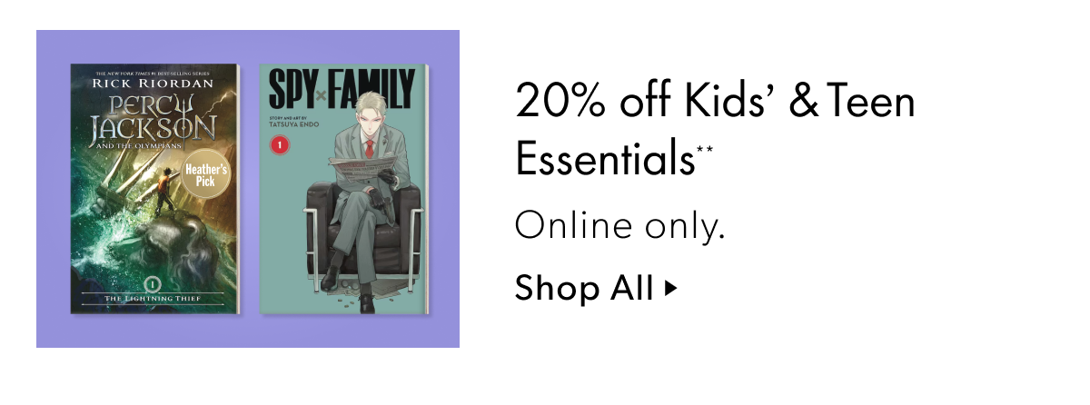 20% off Kids' & Teen Essentials | Online only.