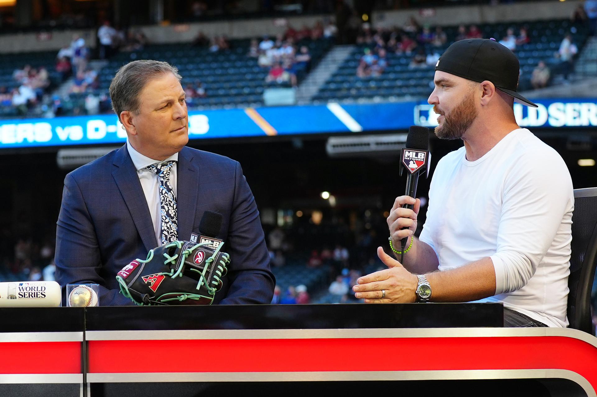 Dan Plesac with former White Sox pitcher Liam Hendriks at the 2023 World Series