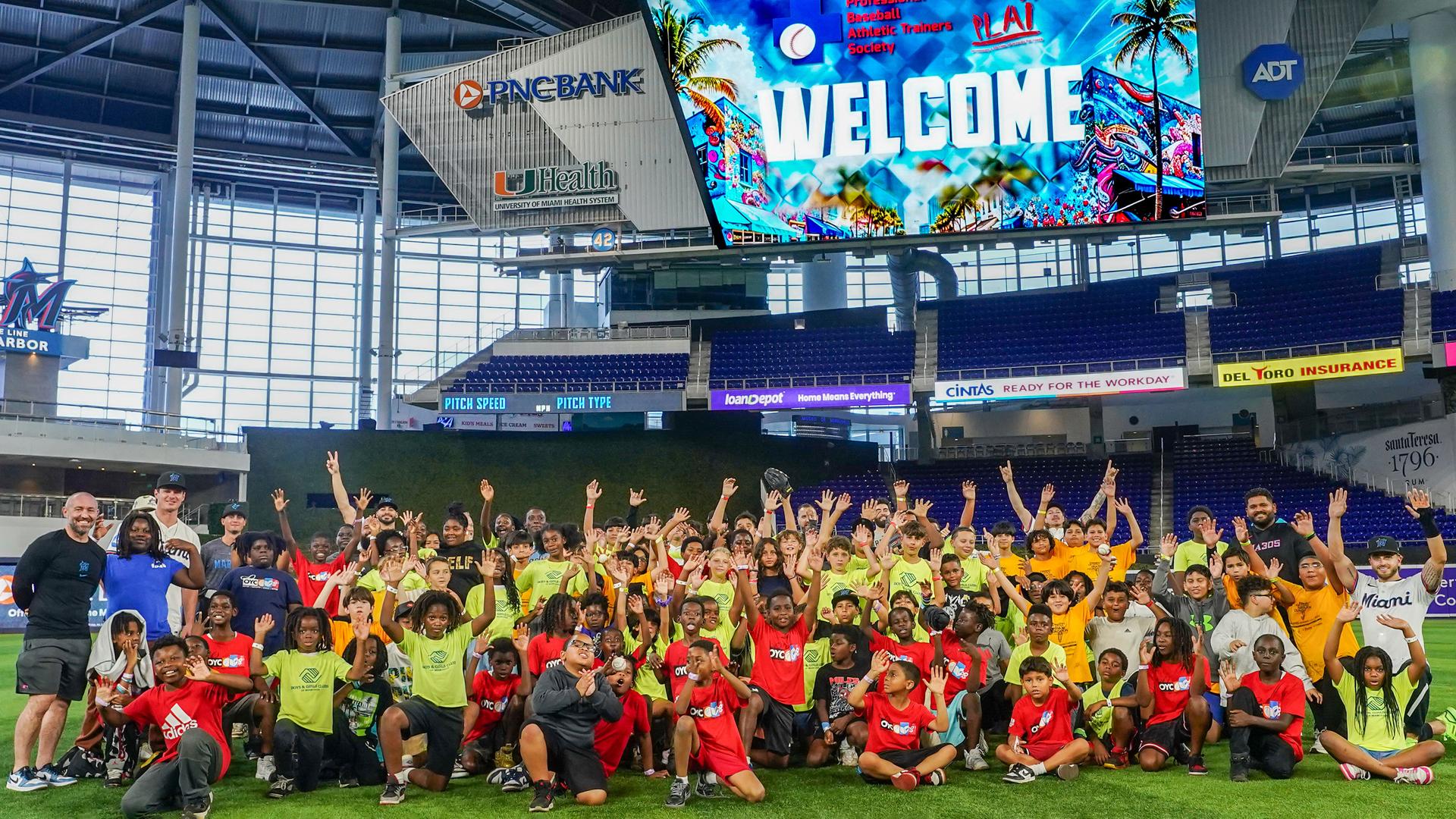 Attendees at the Miami Marlins Foundation's P.L.A.Y. clinic 
