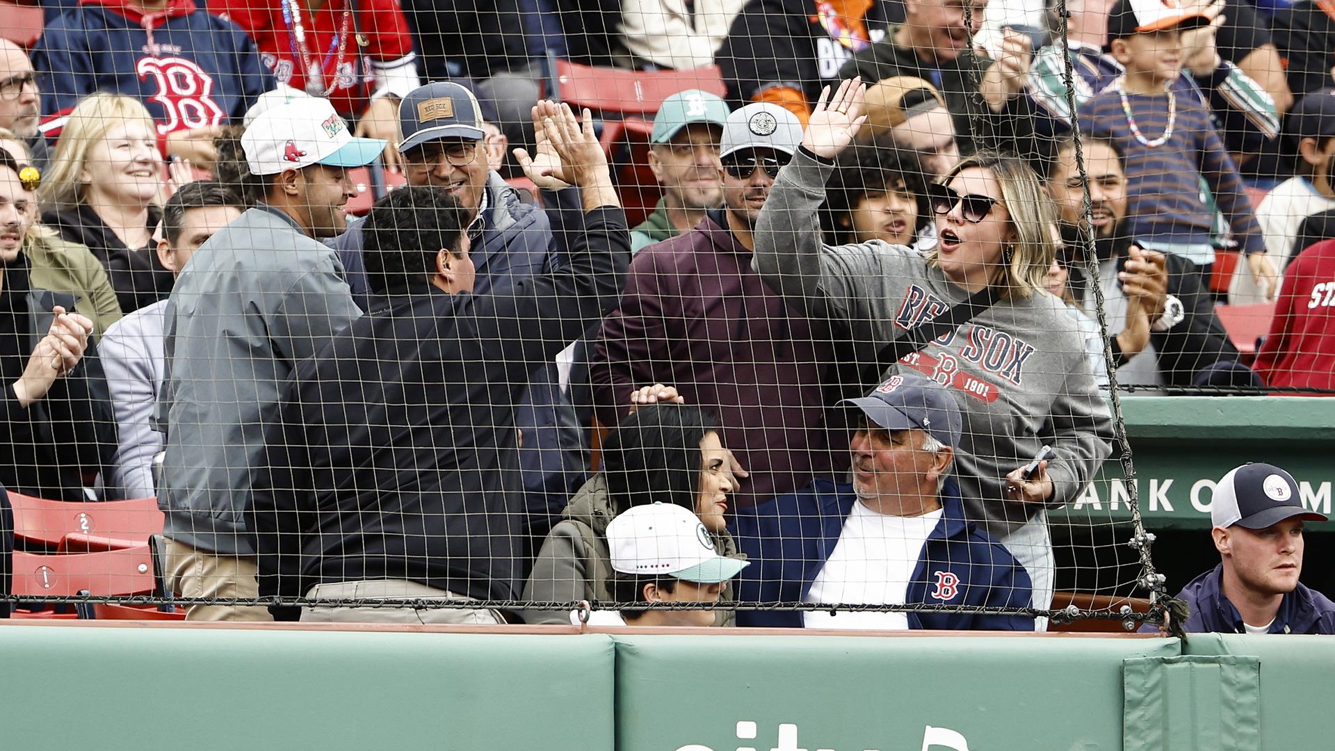 Mayer family in the stands
