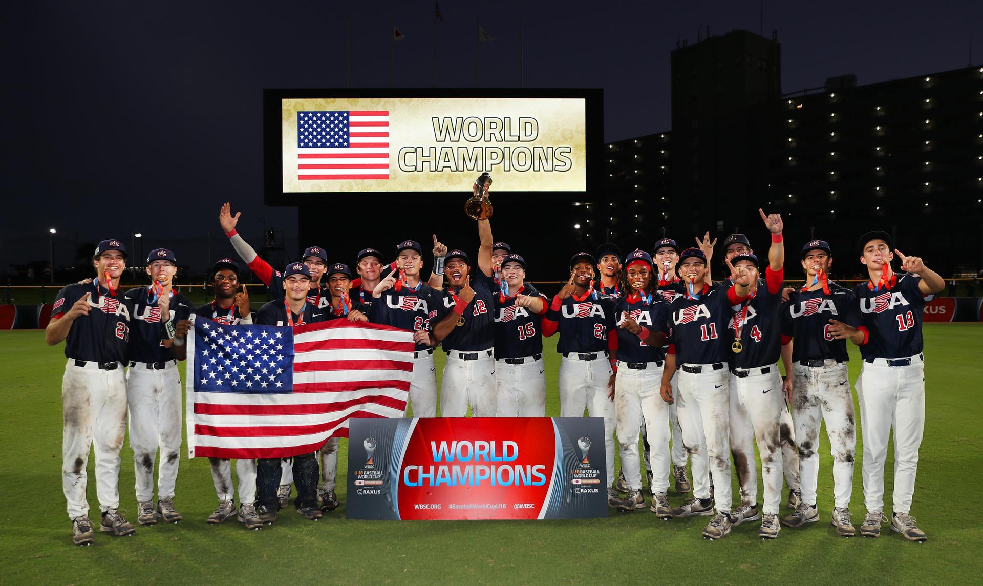 Team USA celebrates its U-18 World Cup win. 