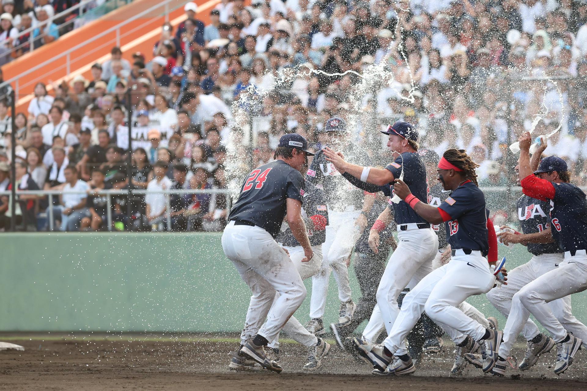 Team USA celebrates its gold medal win at the U-18 World Cup.