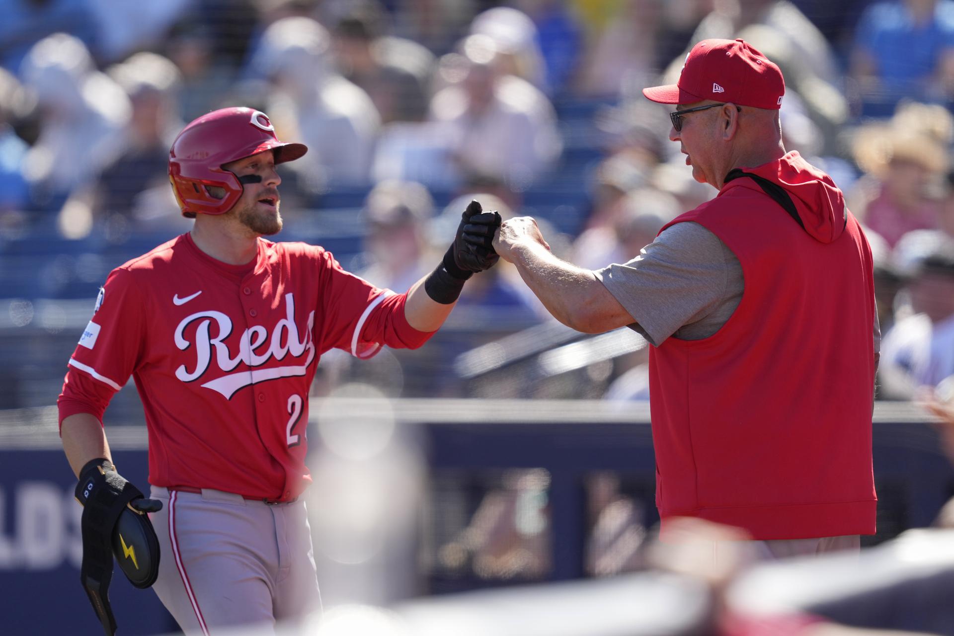 TJ Friedl and Terry Francona