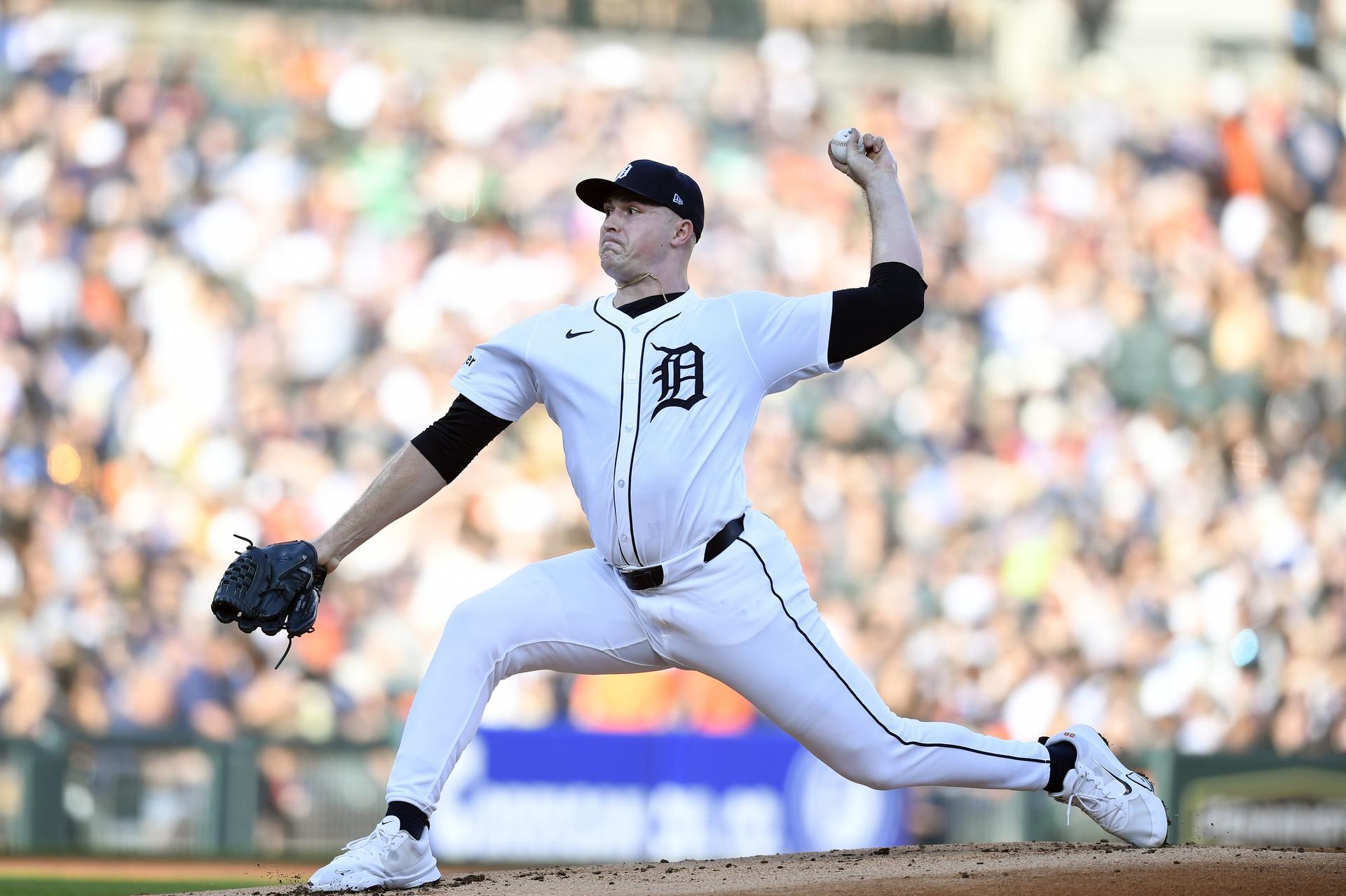 Tarik Skubal pitching at Comerica Park