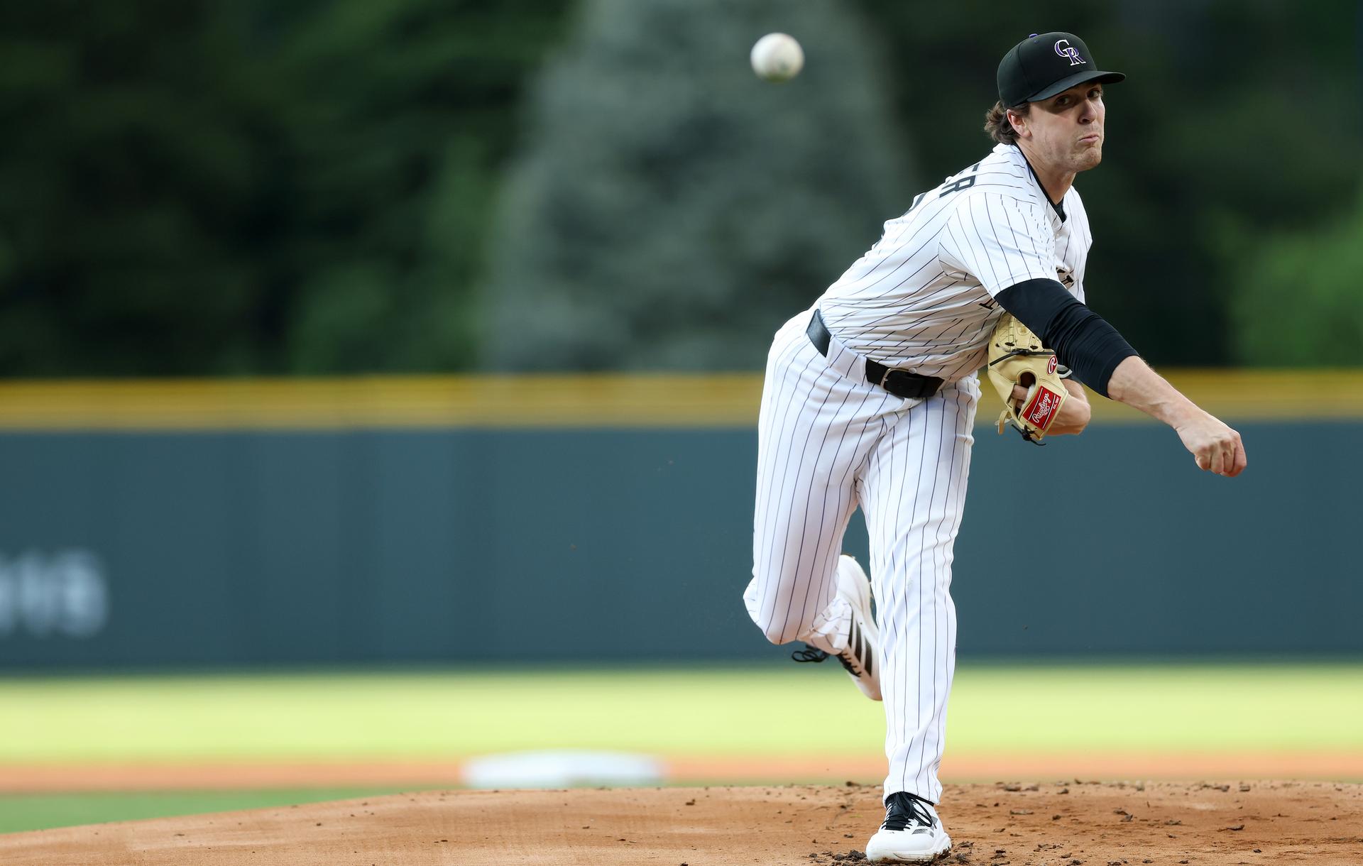 Chase Dollander on the mound at Coors Field