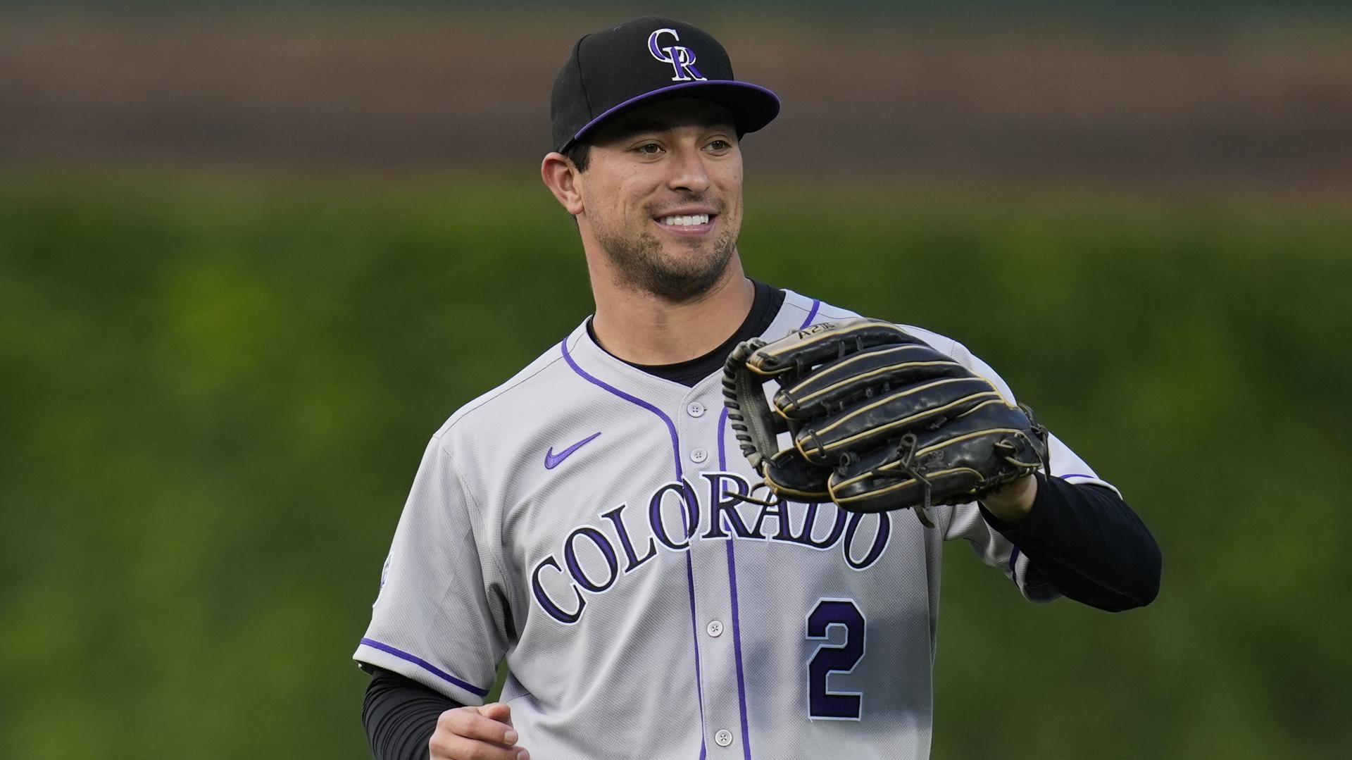 Tyler Freeman warms up before a game at Wrigley Field