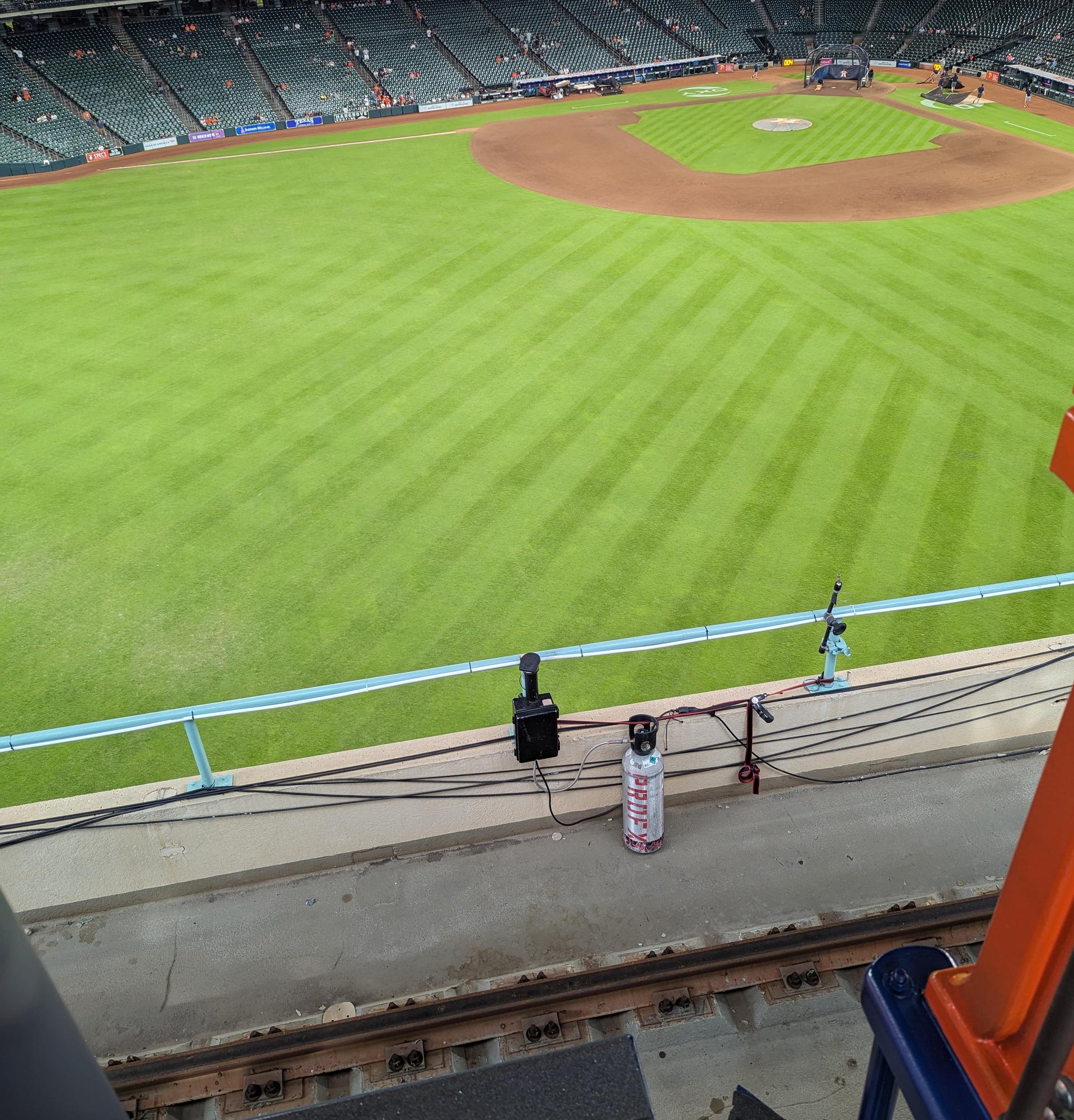 View of the field from inside the Phillips 66 Home Run Train at Daikin Park