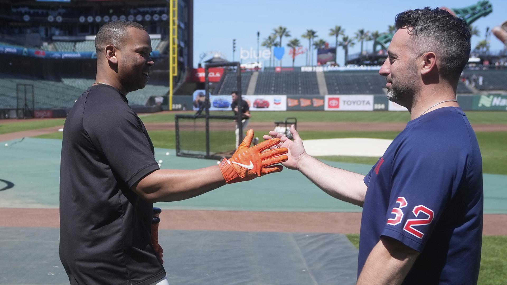 Rafael Dever, hitting coach Peter Fatse