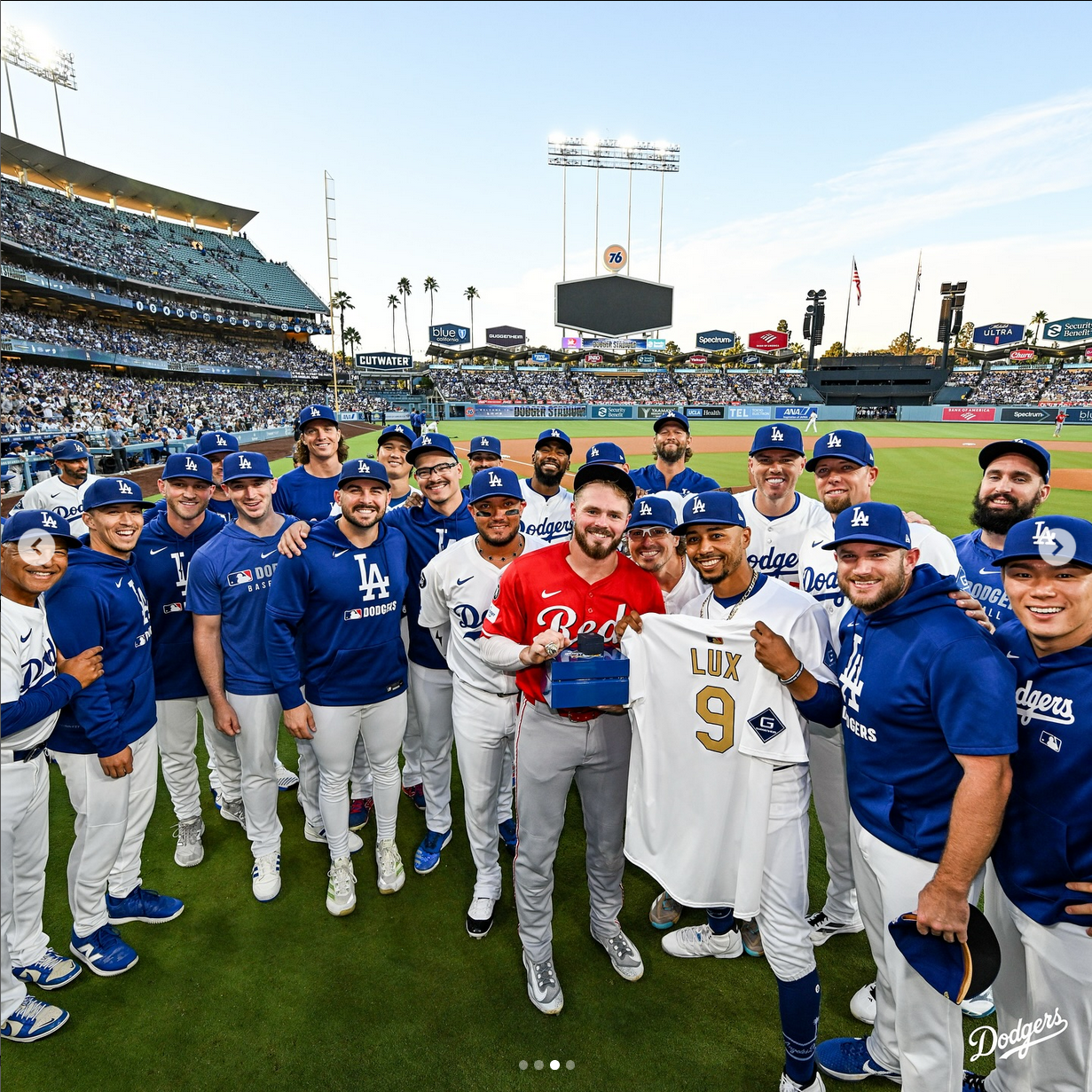 Gavin Lux with Dodgers and World Series ring