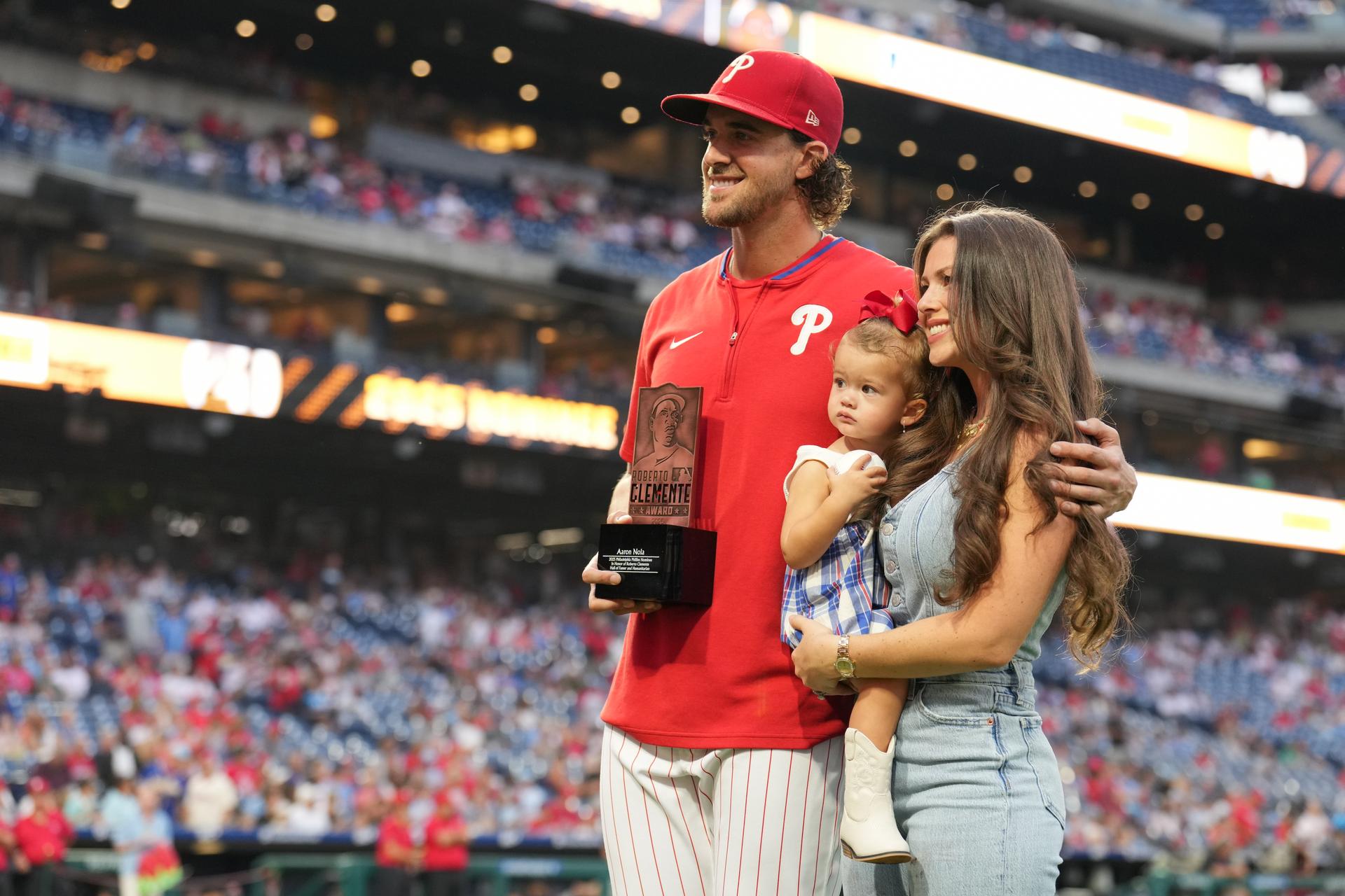 Aaron Nola, family during Clemente Award ceremony