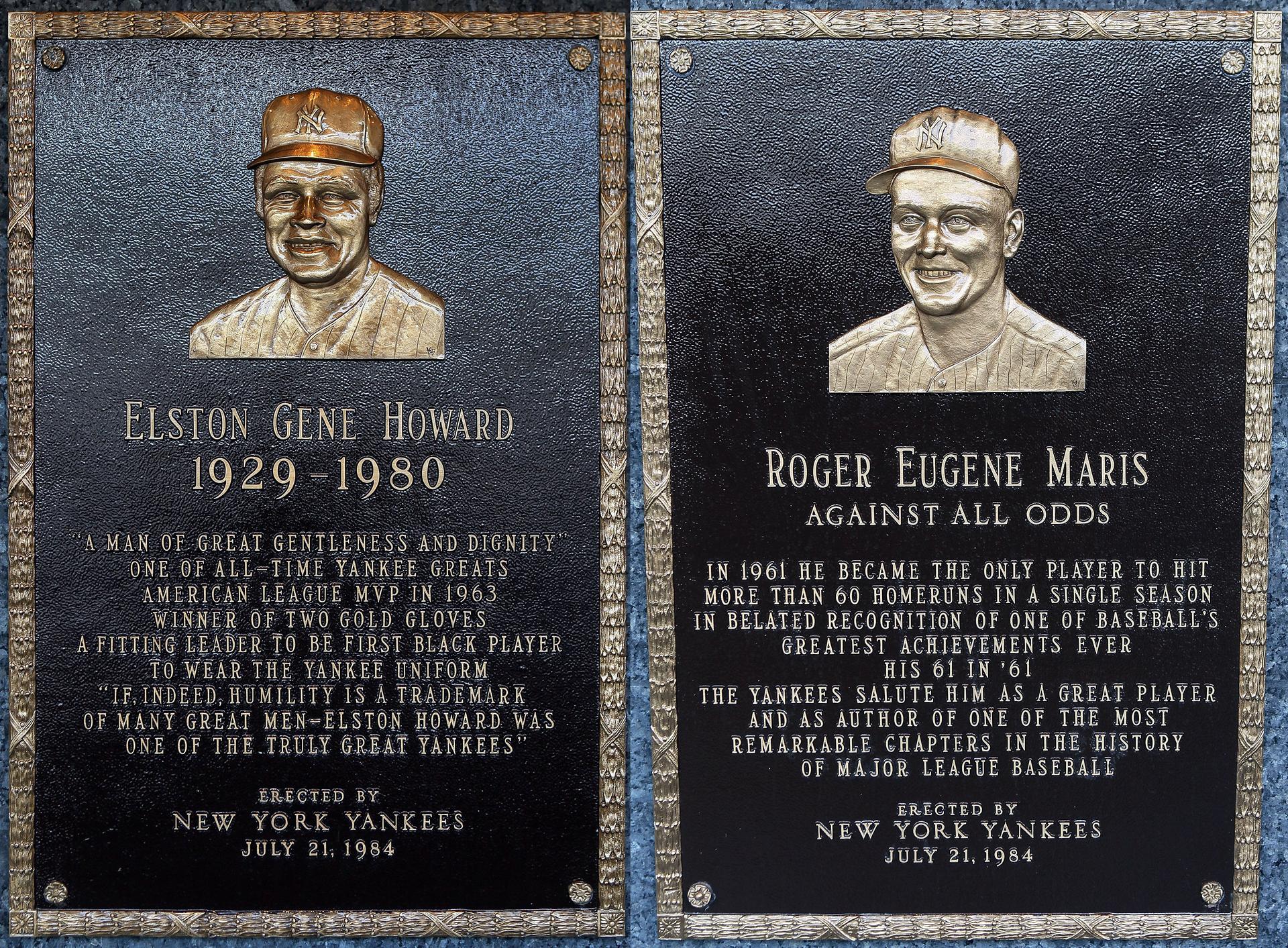 Plaques for Elston Howard and Roger Maris
