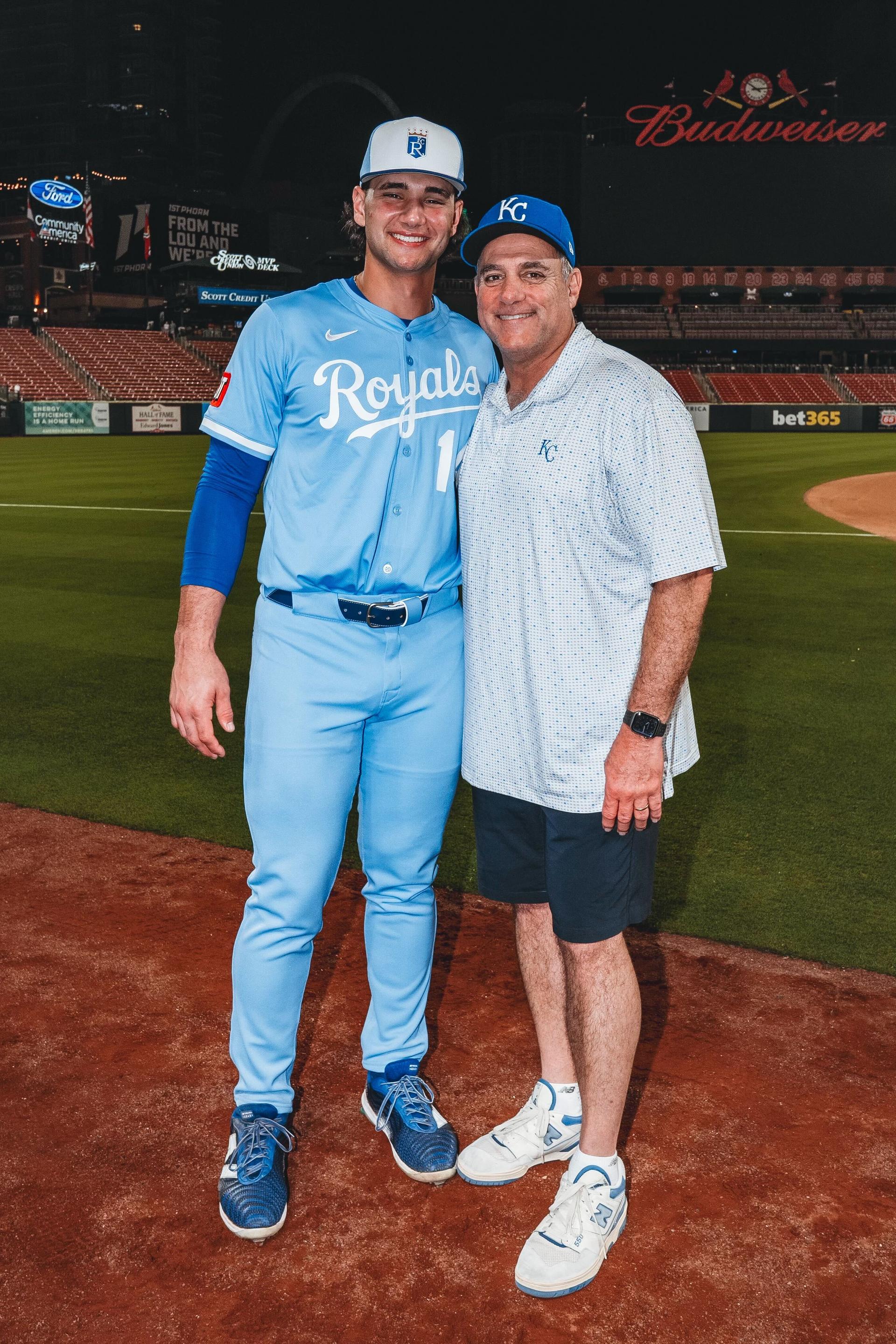 Jac Caglianone and his father, Jeff, on his MLB debut night