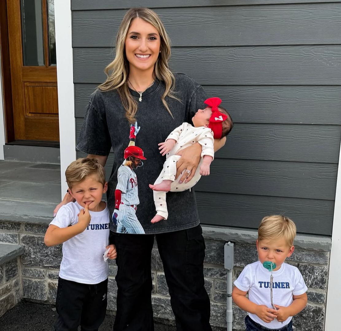 Trea Turner's wife, Kristen, with their children