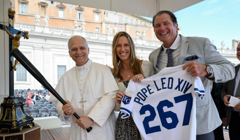 Pope Leo XIV with Mike and Shara Sweeney