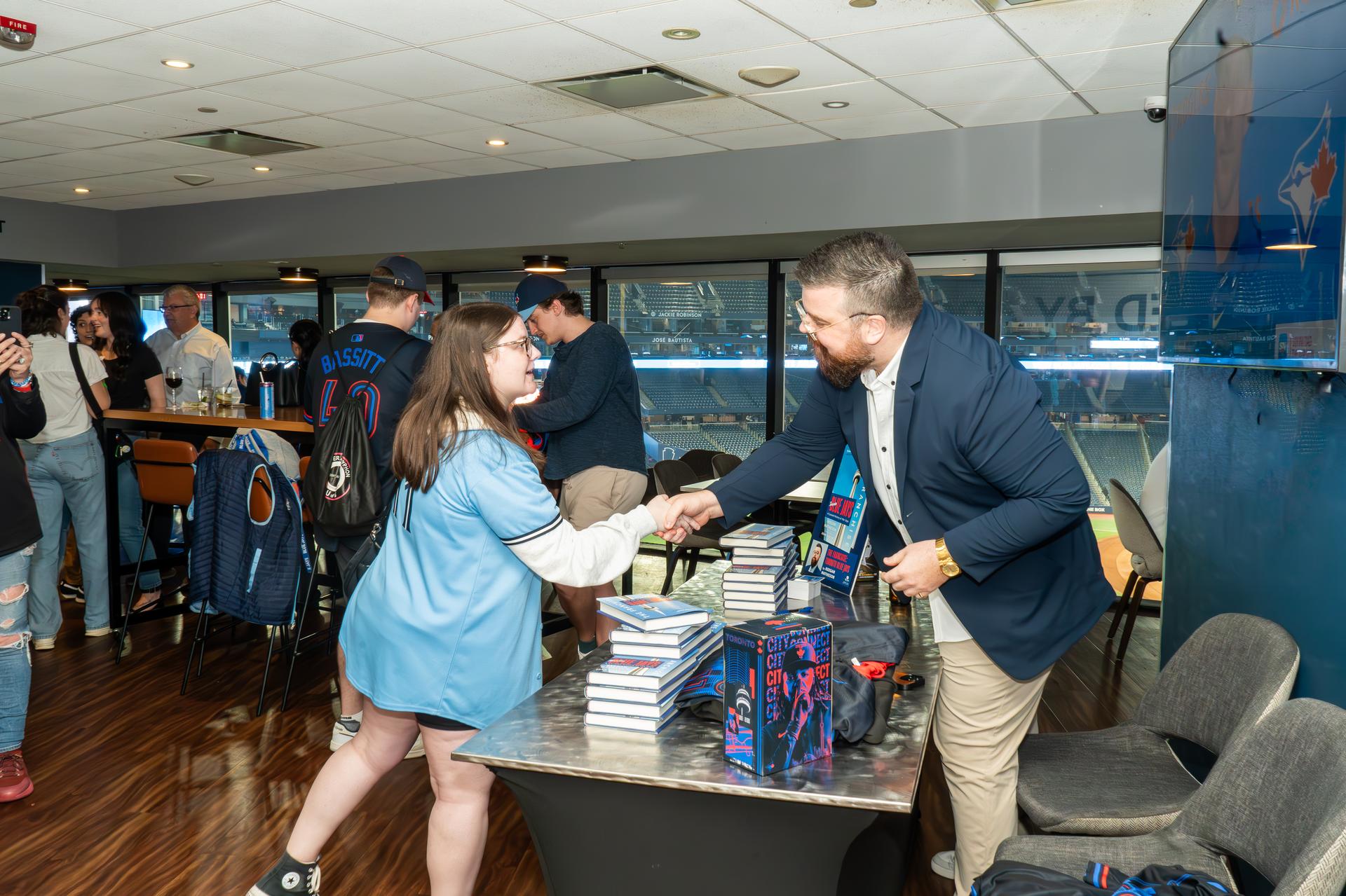 Keegan Matheson and a Blue Jays fan
