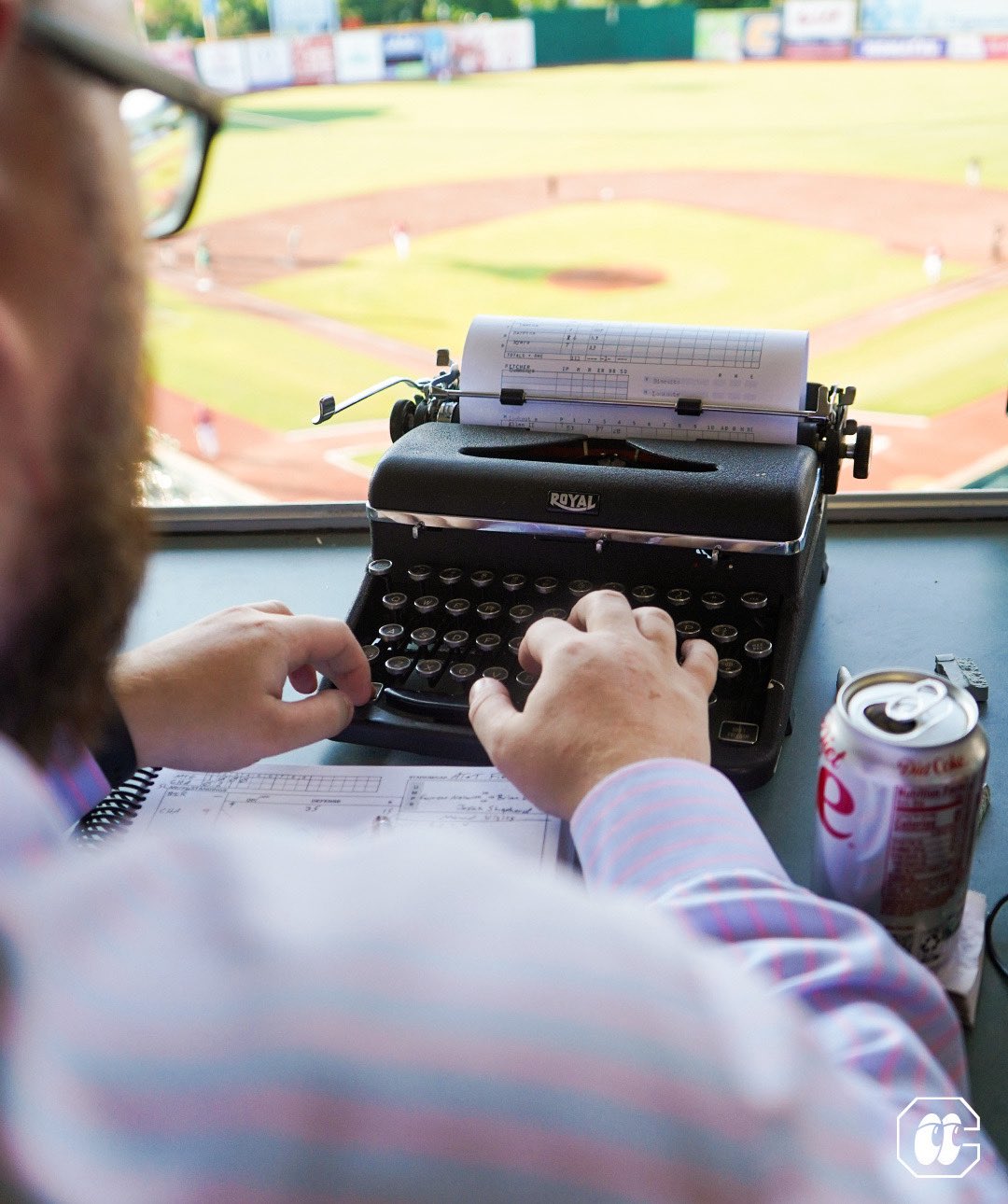 scorer with typewriter