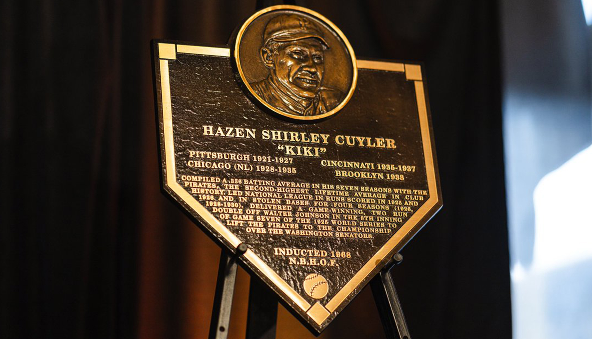 Kiki Cuyler's Pirates HOF plaque