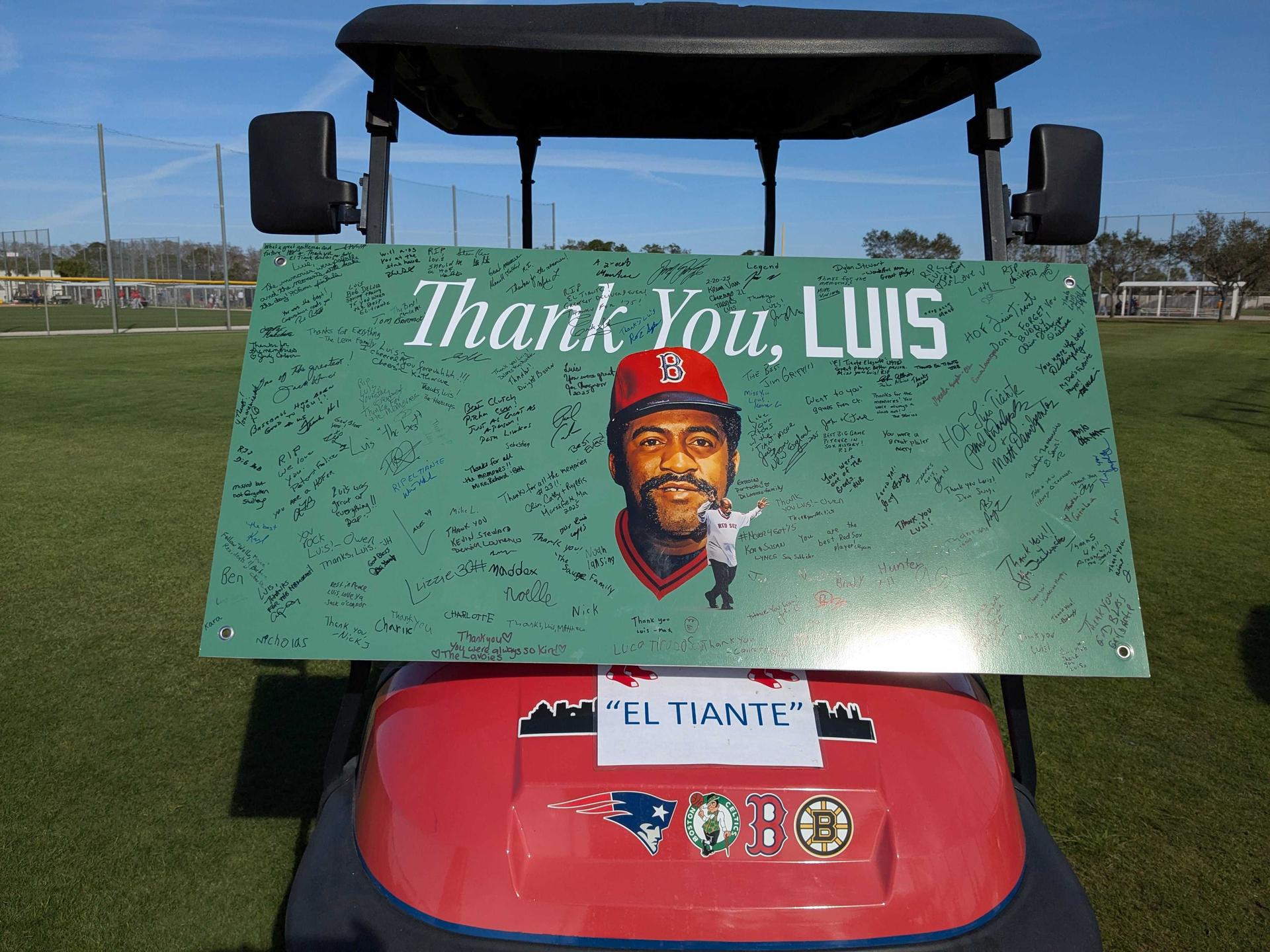 Luis Tiant golf cart at JetBlue Park