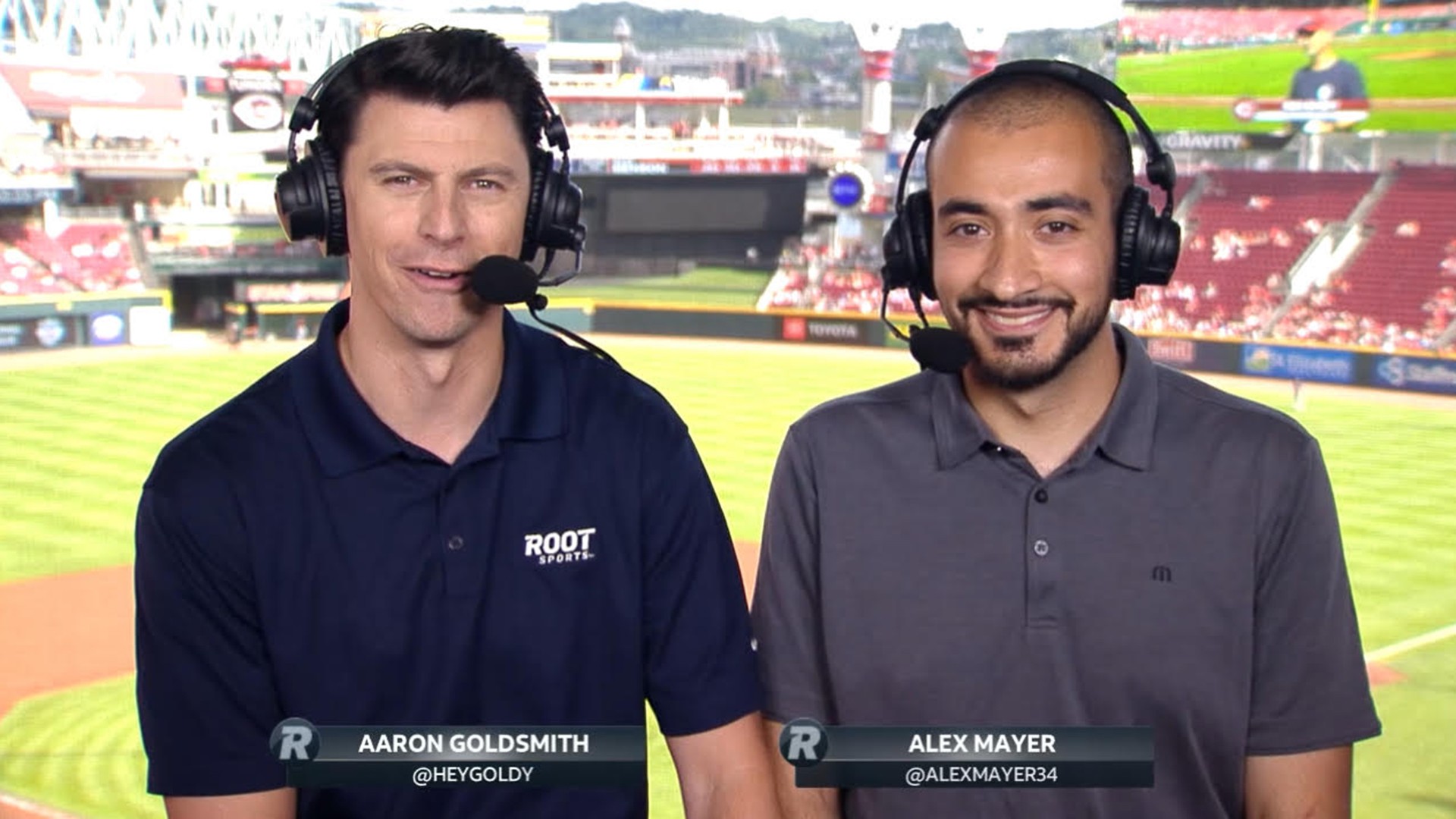 Alex Mayer appearing on a ROOT Sports broadcast