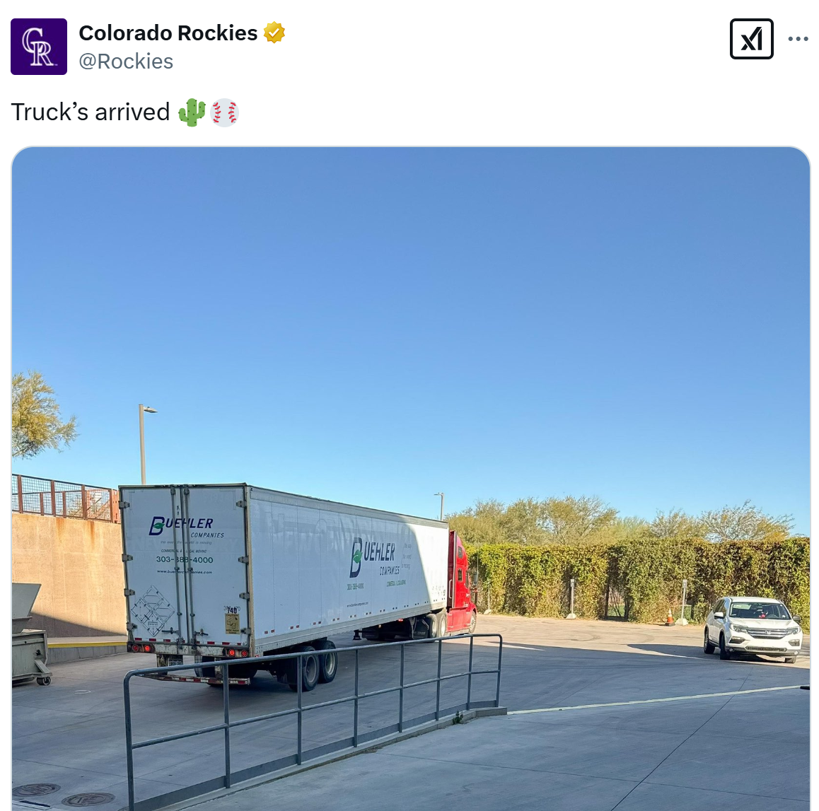 Rockies post on X about Spring Training