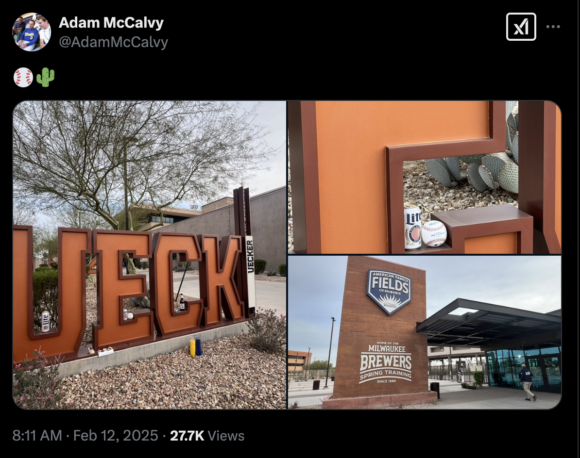 Adam McCalvy X: Pictures of Ueck being honored at Spring Training