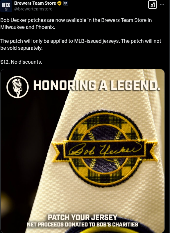 Bob Uecker commemorative patch